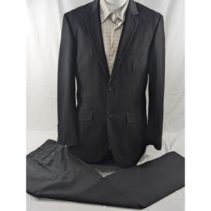 Structure Slim Suit Sport Coat Two Button Black‎ Pinstripe Blazer 38R 30x22 Pant